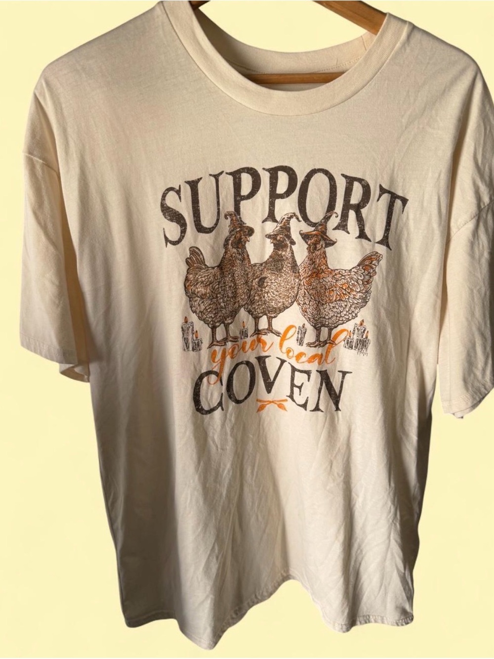 Source Unknown Cream Short Sleeve Graphic Tee - Support Your Local Coven